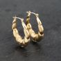 Second Hand Yellow Gold 22mm Embossed Patterned Creole Earrings 41173259