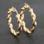 Second Hand 9ct Yellow Gold 78mm Twist Hoop Earrings 41173313