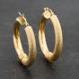 Second Hand 9ct Yellow Gold 74mm Plain And Frosted Hoop Earrings 41173324