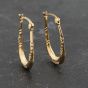 Second Hand Yellow Gold 23.5mm Oval Patterned Creole Earrings 41173338
