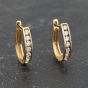 Second Hand 9ct Yellow Gold 12.5mm Cubic Zirconia Channel Set Leverback Earrings 41173351