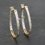 Second Hand 9ct Yellow Gold 28mm Diamond Oval Creole Earrings 41173354