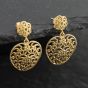Second Hand 9ct Yellow Gold 27mm Filigree Dropper Earrings 41173384