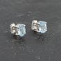 Second Hand 9ct White Gold 7mm Blue Topaz Oval Stud Earrings 41173388