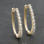 Second Hand 9ct Yellow Gold 25mm Diamond Ten Stone Hoop Earrings 41173391