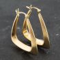 Second Hand 9ct Yellow Gold 35mm Large Oblong Creole Earrings 41173398