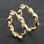 Second Hand 9ct Yellow Gold 27mm Twisted Hoop Earrings 41173406