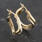 Second Hand 9ct Two Colour Gold 24mm Crossover Double Creole Earrings 41173418