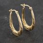 Second Hand Yellow Gold 24.5mm Beaded Pattern Oval Creole Earrings 41173422