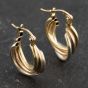 Second Hand Three Colour Gold 18mm Triple Crossover Creole Earrings 41173431