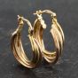 Second Hand 9ct Three Colour Gold 22.7mm Crossover Creole Earrings 41173451