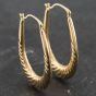 Second Hand Yellow Gold 32mm Oval Patterned Creole Earrings 41173456