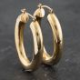 Second Hand 9ct Yellow Gold 38.5mm Oval Chunky Tube Hoop Earrings 41173459