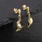 Second Hand 9ct Yellow Gold 28mm 0.03ct Brilliant Cut Diamond Twist Dropper Earrings 41173483