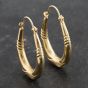 Second Hand Yellow Gold 28mm Oval Patterned Creole Earrings 41173489