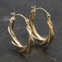 Second Hand Yellow Gold 20.5mm Patterned Creole Earrings 41173493