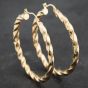 Second Hand 9ct Yellow Gold 47mm Large Twist Hoop Earrings 41173497