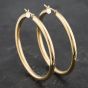 Second Hand 9ct Yellow Gold 40mm Large Plain Hoop Earrings 41173500