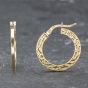 Second Hand Yellow Gold 21mm Patterned Hoop Earrings 41173543