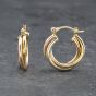 Second Hand 9ct Three Colour Gold 20mm Twist Creole Earrings 41173548