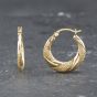 Second Hand Yellow Gold 22mm Patterned Creole Earrings 41173549