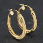 Second Hand Yellow Gold 25mm Twisted Creole Earrings 41173570