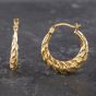 Second Hand Yellow Gold 21mm Patterned Creole Earrings 41173586