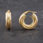 Second Hand 9ct Yellow Gold 21mm Chunky Frosted Pattern Hoop Earrings 41173587