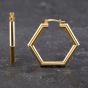 Second Hand 9ct Yellow Gold 28mm Hexagon Shape Hoop Earrings 41173592
