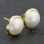 Second Hand 9ct Yellow Gold Mabe Pearl Stud Earrings 41173613