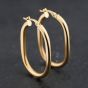 Second Hand 9ct Yellow Gold 34.5mm Oval Plain Hoop Earrings 41173640