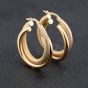 Second Hand 9ct Yellow Gold 30mm Double Crossover Plain & Textured Hoop Earrings 41173643
