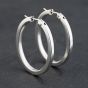 Second Hand 9ct White Gold 35mm Large Plain Hoop Earrings 41173647