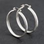 Second Hand 9ct White Gold 34mm Frosted Hoop Earrings 41173648