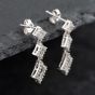 Second Hand 9ct White Gold 22mm Brilliant Cut Diamond Triple Graduated Square Dropper Earrings 41173650