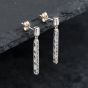Second Hand 9ct White Gold 29.5mm Diamond Bar Dropper Earrings 41173652