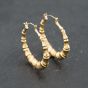 Second Hand 9ct Yellow Gold 34.5mm Bamboo Hoop Earrings 41173655