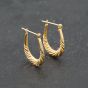 Second Hand Yellow Gold 23.4mm Oval Patterned Creole Earrings 41173657