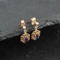 Second Hand 9ct Yellow Gold 17mm Amethyst Dropper Earrings 41173664