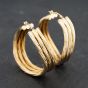 Second Hand 9ct Yellow Gold 37.9mm Triple Wave Hoop Earrings 41173683