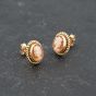 Second Hand 9ct Yellow Gold 12.4mm Cameo Oval Stud Earrings 41173702