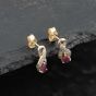 Second Hand 9ct Yellow Gold Ruby & Diamond Infinity 13.6mm Dropper Earrings 41173705