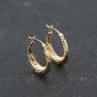 Second Hand Yellow Gold 20mm Rib Textured Creole Earrings 41173706