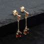 Second Hand Yellow Gold 26mm Garnet Set Dropper Earrings 41173729