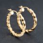 Second Hand 9ct Yellow Gold Twisted Hoop Earrings 41173738