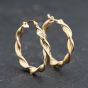 Second Hand 9ct Yellow Gold Twisted Hoop Earrings 41173739