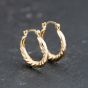 Second Hand 9ct Yellow Gold Twisted Hoop Earrings 41173743
