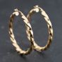 Second Hand 9ct Yellow Gold Twisted Hoop Earrings 41173744