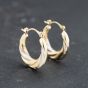 Second Hand 9ct Two Colour Gold 21mm Twisted Creole Earrings 41173759