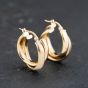 Second Hand 9ct Yellow Gold 21mm Matt And Polished Double Hoop Earrings 41173760